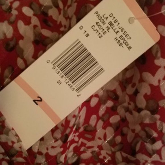 Nine West La Belle Epoque Lined Top. Deep Red with - Picture 3 of 3